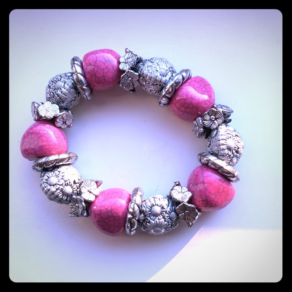 Pink and silver bracelet